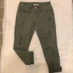 Olive green ripped pants